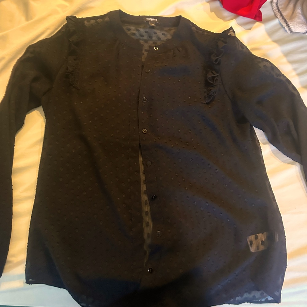 Express black on black ⚫️ polka dot blouse